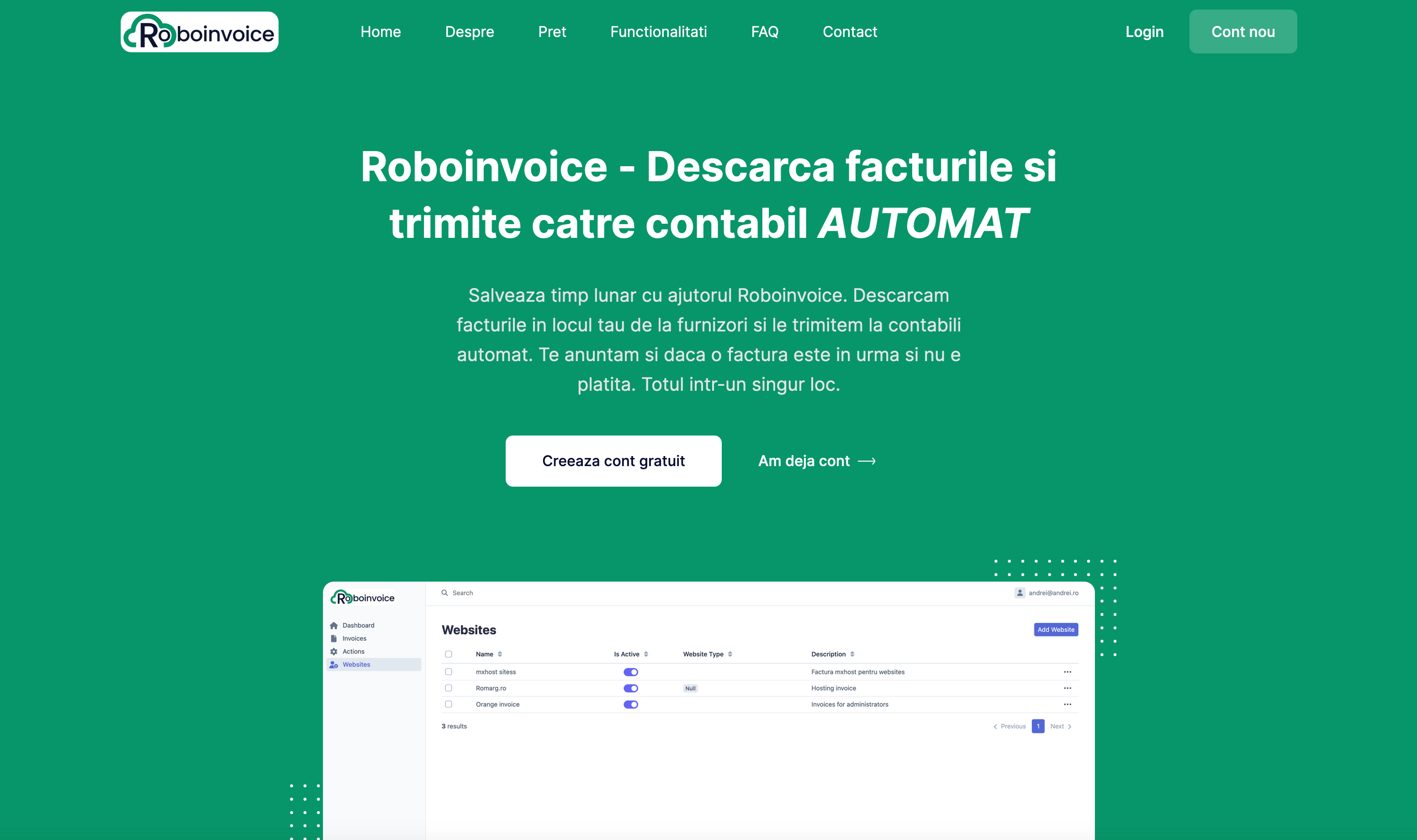 Download all your invoice in one place and send the automatically to the account email